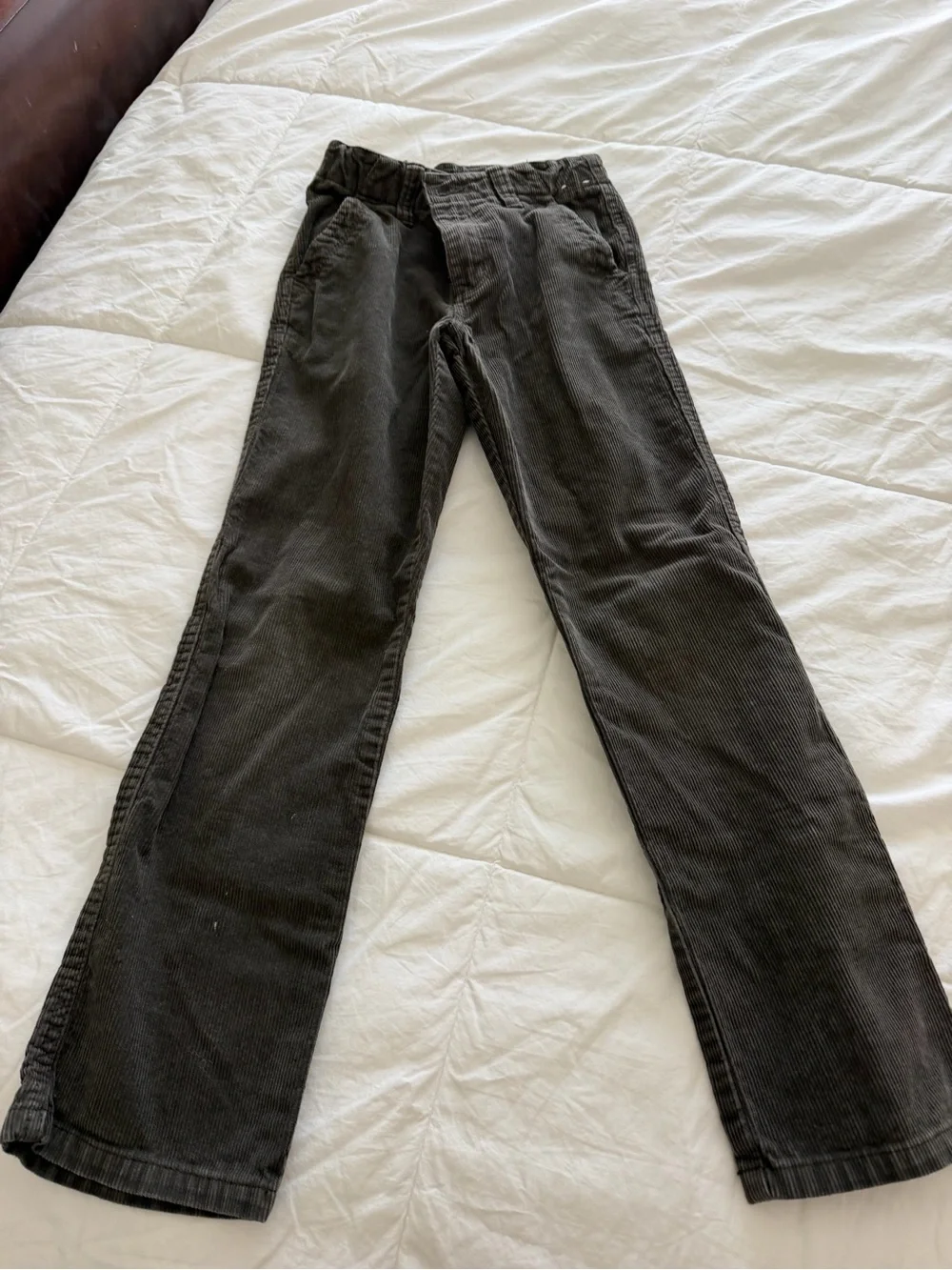 Kids Corduroy Pants in Dark Green Classic Casual Fit